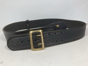 LANGLITZ Leather Sam Browne RARE Basket Weave Motorcycle belt Sz. 42