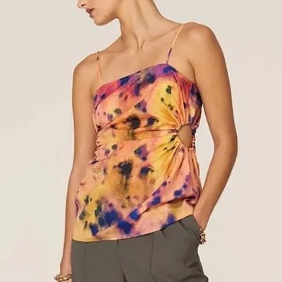 Rokh Multicolored Gathered Waist Tank Blouse Size 36 FR/US 6