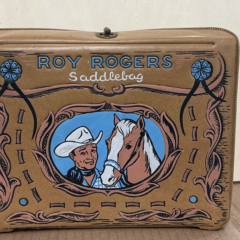 Roy Rogers Saddlebag Collectible Lunchbox Case Brown w/ Handle & Latch