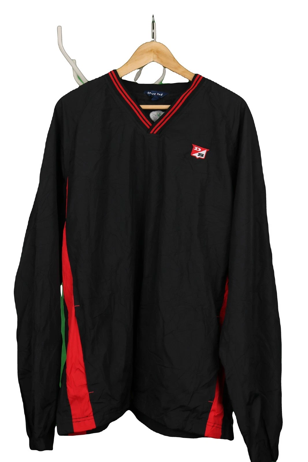 Sport Tek Pullover Windbreaker Jacket Black Red Mens 2XL 46-48 in