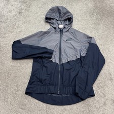 Nike Hoodie Windbreaker Jacket Womens XS Blue Colorblock Lightweight Full Zip