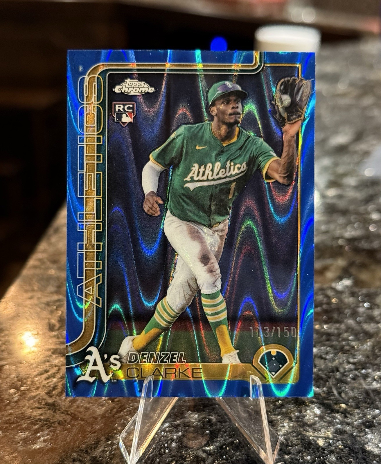 2025 Topps Chrome Update DENZEL CLARKE RC #/150 BLUE RAYWAVE REFRAC Rookie USC15