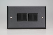 Switch Black Quad Light 10A 4-Gang 2-Way Urban Matt Varilight XY9B.MB