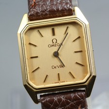 OMEGA De Ville 591.0254 Cal.1387 Gold Square Push Crown Quartz Ladies Watch 1984