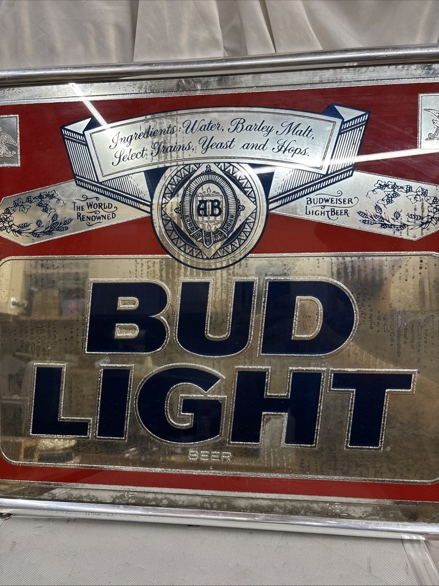 バドライト BudLight 鏡 ミラー 美品 木製フレーム ビンテー IE8I RARE 24x18