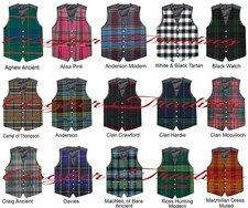 Scottish Clan Tartan VEST 5 Buttons Formal Kilt WAISTCOAT Wedding Kilt Vest