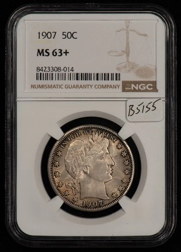 1907 50c Silver Barber Half Dollar - PQ Coin - NGC MS 63+ Plus - VIDEO - B5155