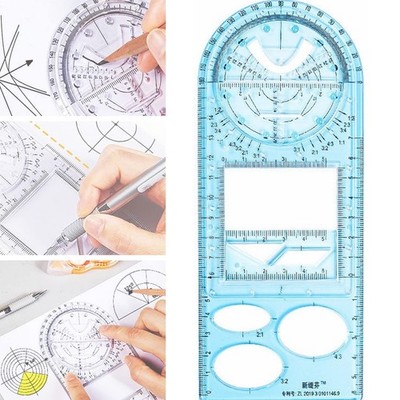 Multifunctional Geometric Ruler Drawing Ruler - Blue B | eBay