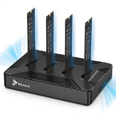 REAGLE Adapter 4x NVME PCIE 2in1 SATA NGFF M.2 SSDs USB 3.2 Reader Docking Stationen