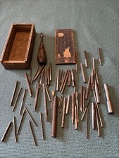Vintage Small Wooden Tool Box.  /  Sliding Top .   Assorted  Tools .