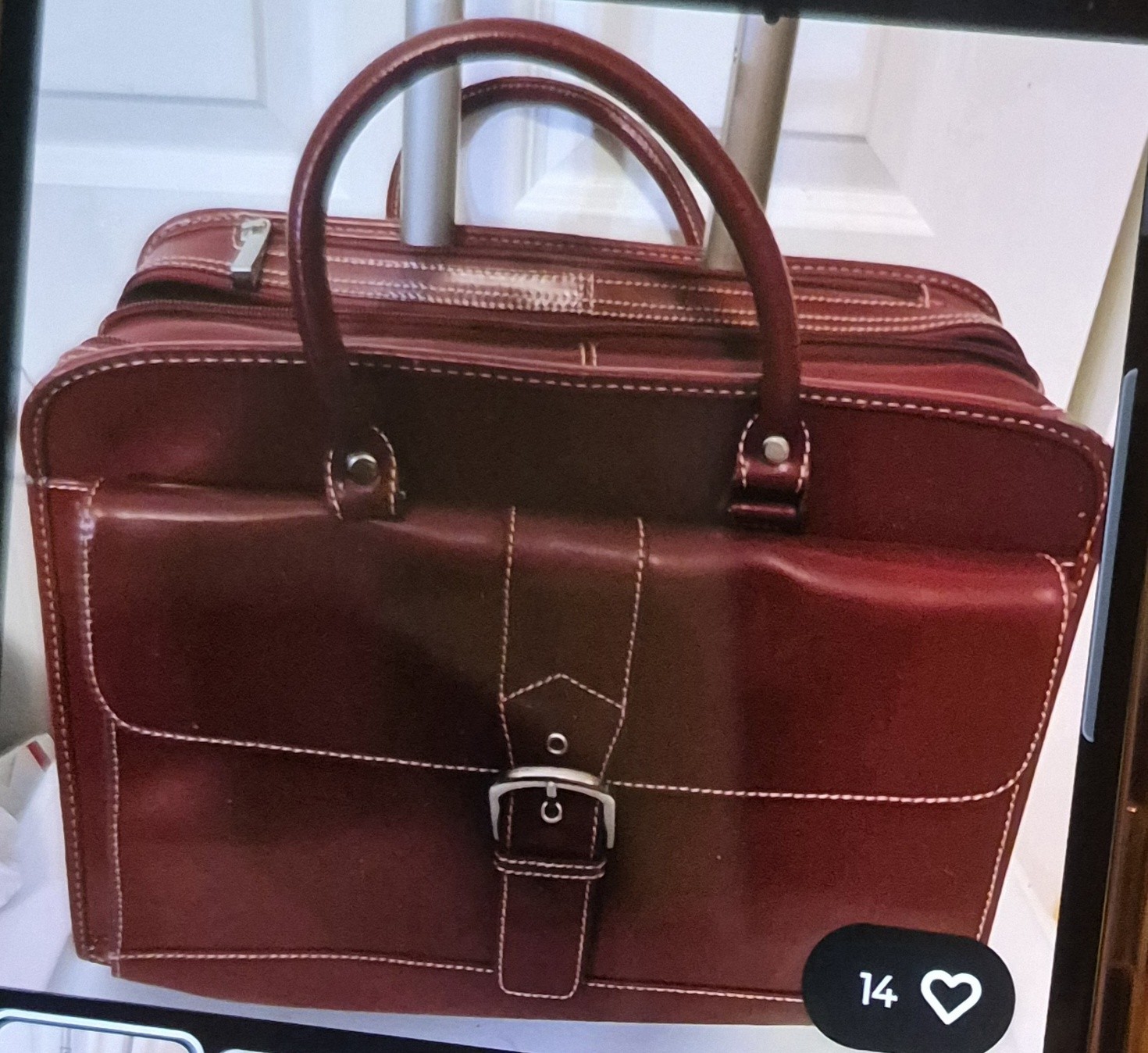 Franklin Covey Rolling Leather Briefcase Carry Travel Bag La