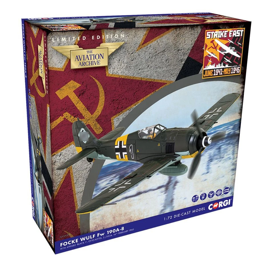 1:72 Corgi Focke Wulf Fw 190A-8 avión de combate modelo de avión militar fundido a presión Foto 4 de 4