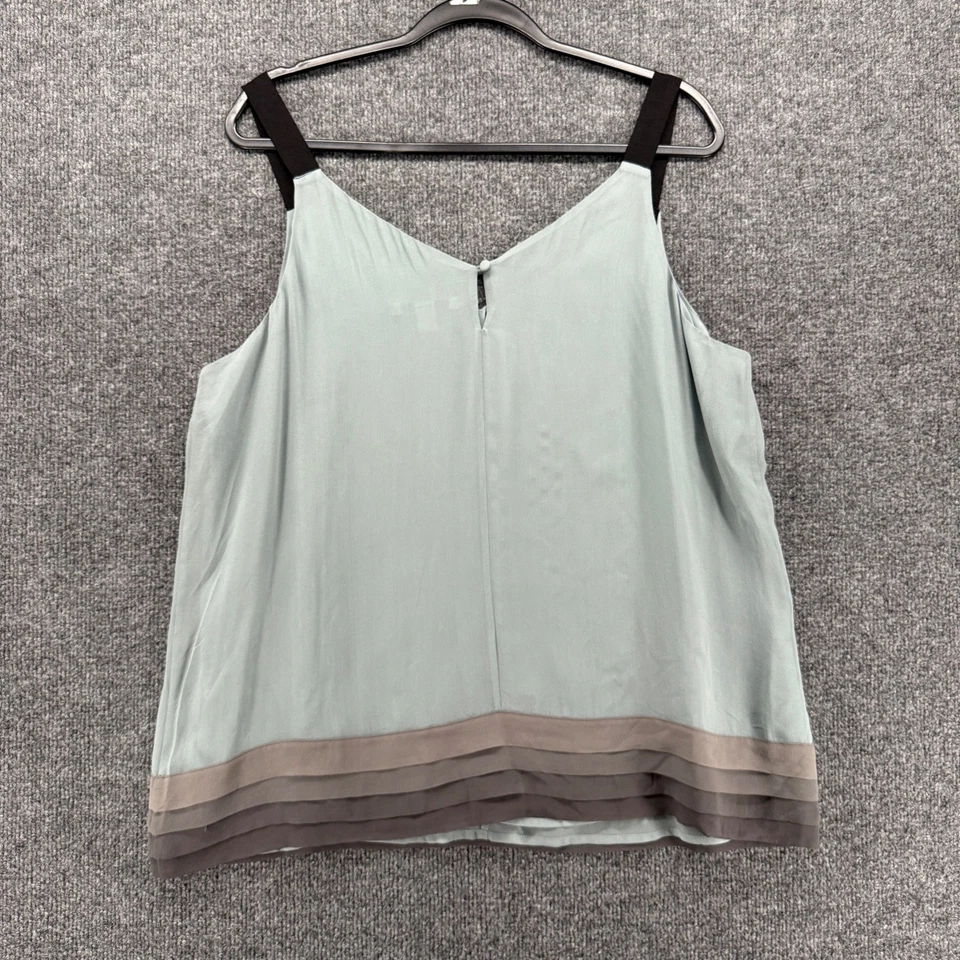 Top Banana Republic para mujer XL 100 % seda azul gris cuadrado informal en capas clásico Foto 2 de 4