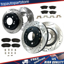 Front Rear Brake Drilled Rotors Ceramic Pad f...