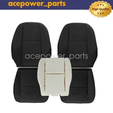 Front Both Bottom Top Cloth Seat Cover Black Foam Pad For 07-14 Silverado Sierra