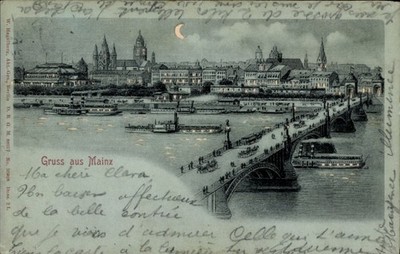 Stop Against the Light Moonlight Litho Mainz on the Rhine,... - 4935499
