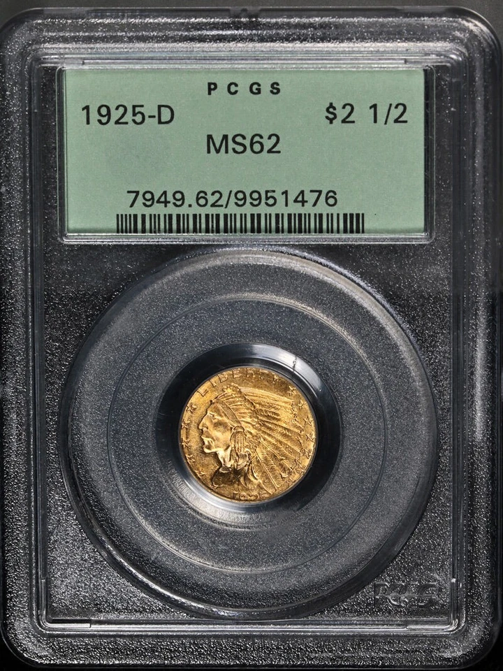 1925-D Indian Gold $2.50 PCGS MS62 OGH Superb Eye Appeal Strong Strike - Image 3 of 4
