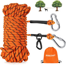 Dog Tie Out Cable for Camping 50Ft, Dog Runner for Yard Hold up to 350Lbs, Port