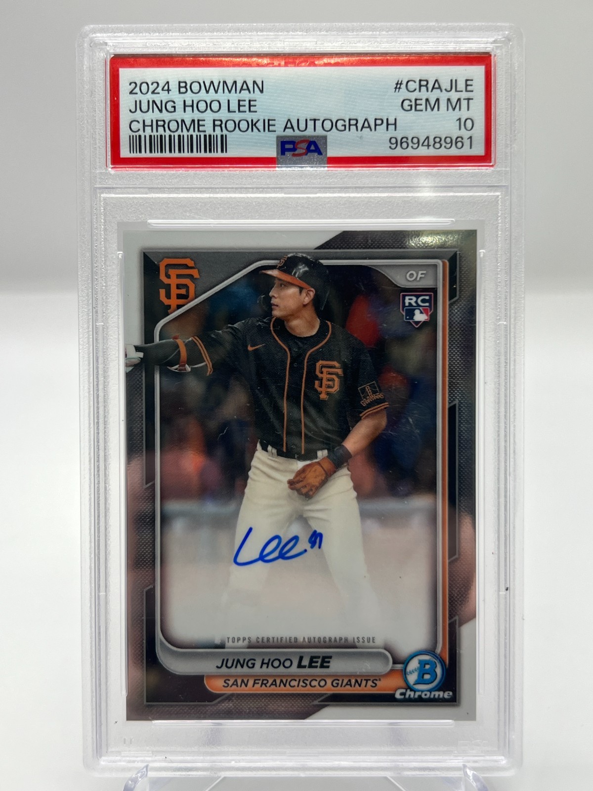 2024 BOWMAN JUNG HOO LEE CHROME AUTOGRAPH NO. CRA-JLE GIANTS PSA 10