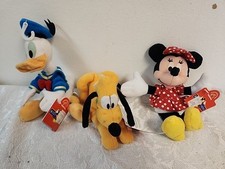 Disney Applause Bean Bag Plush 7"  3 Minnie Mouse Donald Duck  Pluto w Tags