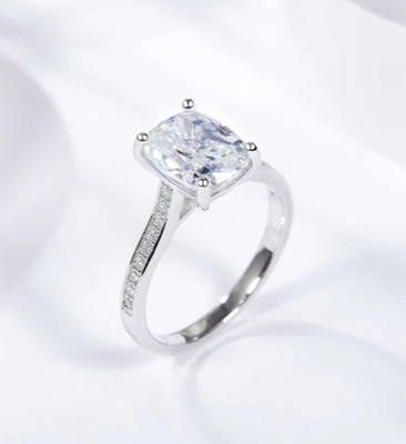 Laborgefertigter Diamant 3,0 kt Kissenschliff Testpass 14 K Gold Ring mit vier Krappenfassung