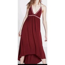 NWT Express Womens S Embroidered Trim Halter Maxi Dress Sexy Boho Festival