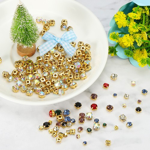 5mm Sew on Rhinestone Crystal 100 Pcs Glass Metal Base Flower Claw Gem, Purple - Picture 5 of 8