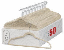 Velvet Hangers, Premium Non slip, Ivory, Clothes and Suit Hangers, 50 Pack