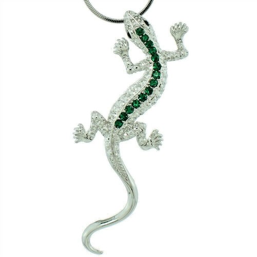 Lizard Made With Swarovski Crystal Gecko Iguana Dark Green Pendant New ...