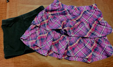 Girl's Children's Place Purple Plaid Skirt Black Shorts Size 5-6