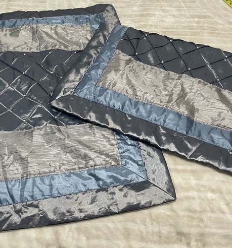 JCP Home Collection Satin Beaded Quilted Patchwork Pillowcase Shams 29x23" 2 set
