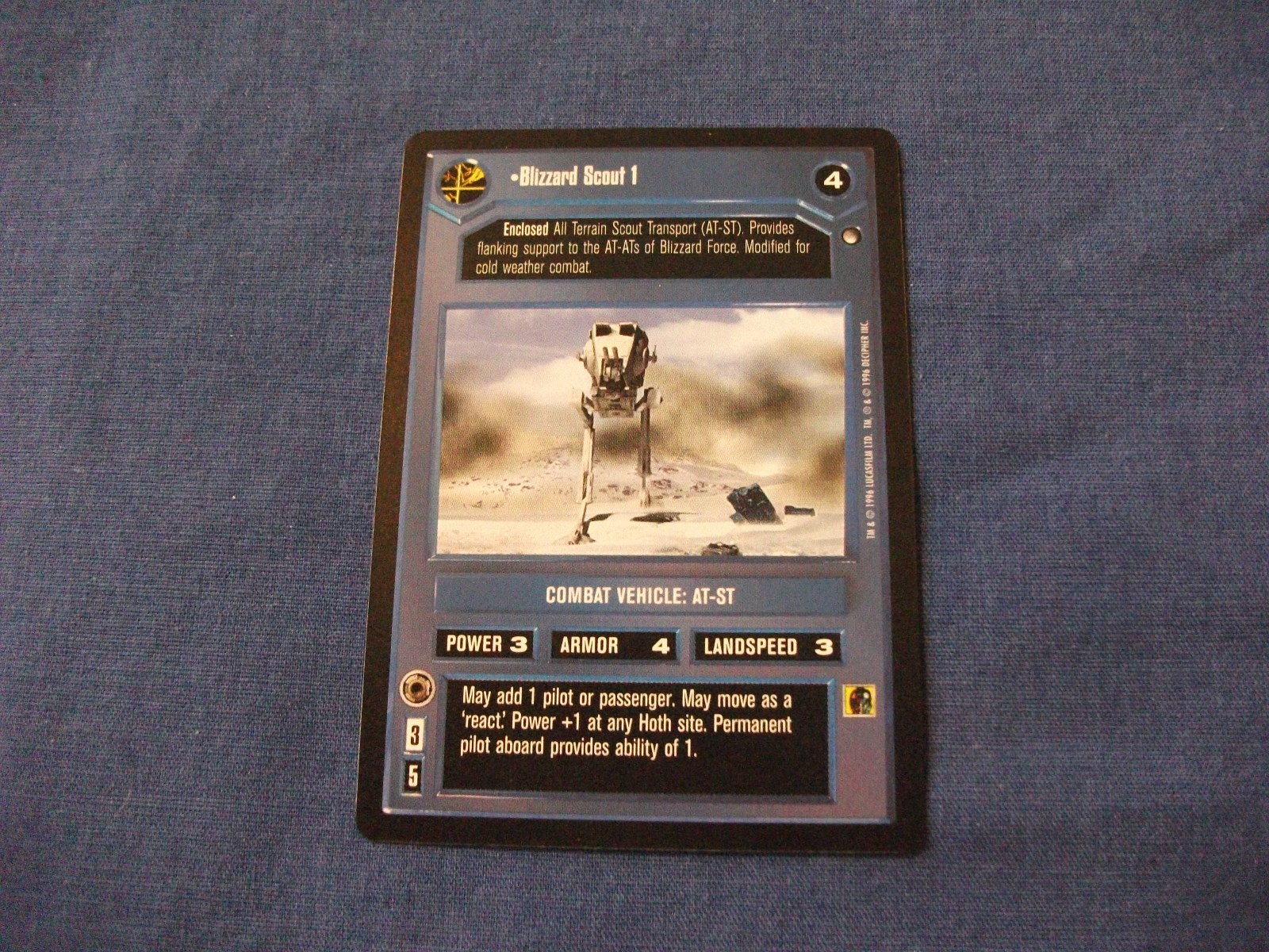 Star Wars CCG Hoth Limited Blizzard Scout 1 Rare Collectible Card