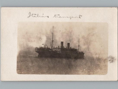 RPPC Postkarte Erster Weltkrieg Italienisches Transportschiff ca. 1918