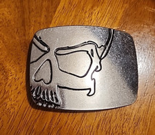 Silver look Belt Buckle Skull Head Zink Alloy For Men Women Western Brand New