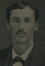 YOUNG MAN WITH ALL AMERICAN GOOD LOOKS. TINTED TINTYPE, PERIOD MAT.