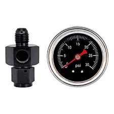Liquid 0-30psi Fuel Pressure Gauge Regulator Gauge 1/8" NPT W/ 4AN Adapter