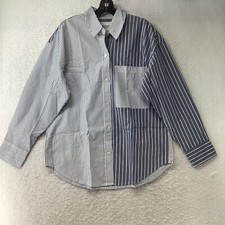 Abercrombie & Fitch Men's Shirt Size S Linen Blend Blue Striped Long Sleeve