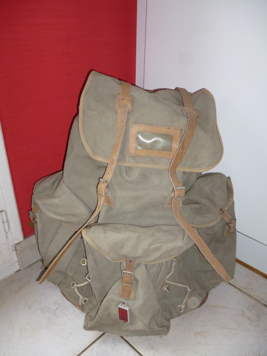 Ancien Sac À Dos, Toile, Metal Et Cuir TRIGANO SHERPA, Dans 45 Ancien Sac À Dos, Toile, Metal Et Cuir TRIGANO SHERPA, Dans 45