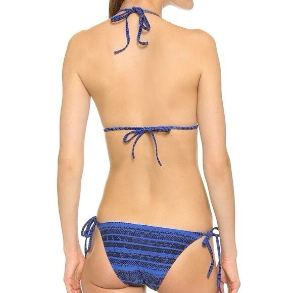 Traje de baño bikini triángulo de dos piezas Proenza Schouler azul/negro serpiente, L, nuevo con etiquetas Foto 2 de 4
