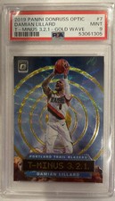 2019Panini Donruss optic Damian Millard 7 t-minus  3-2-1 Gold Wave PSA 9 Pop 1