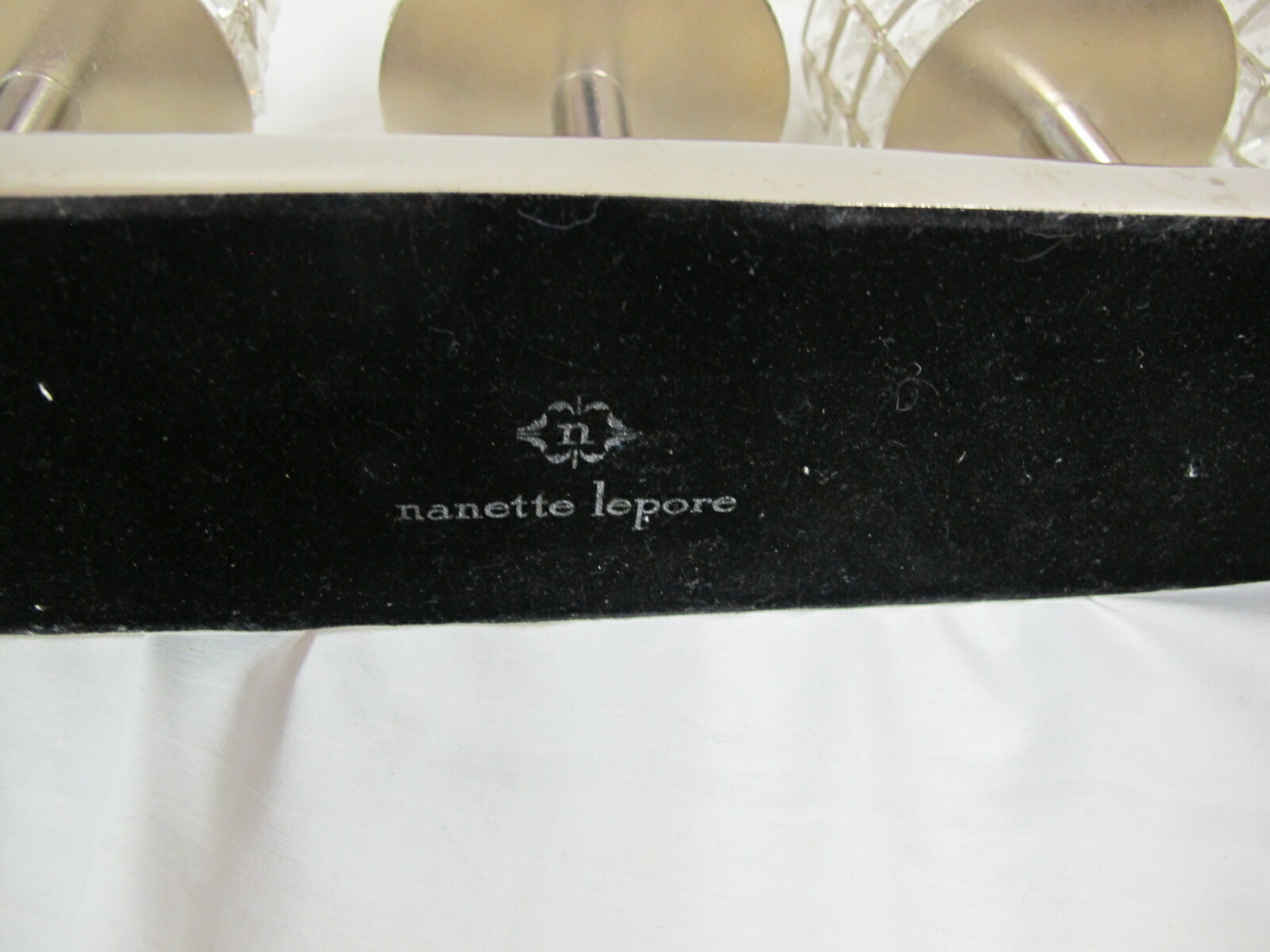 NANETTE LEPORE SILVER CRYSTAL MIRRORED CANDLE HOLDER (7) 29" IN LENGTH 