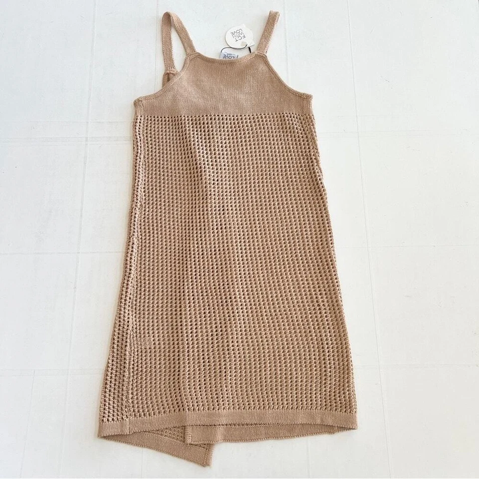 New FCT FULL CIRCLE TRENDS Tan Open Front Knitted Swim Cover-Up Women's - Image 2 of 4