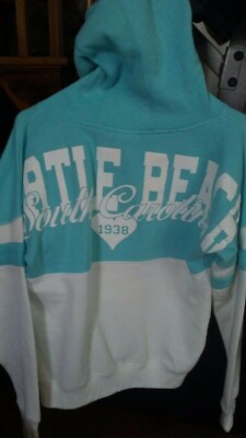 Myrtle Beach Adult Woman Small White Blue Hoodie  by Exist