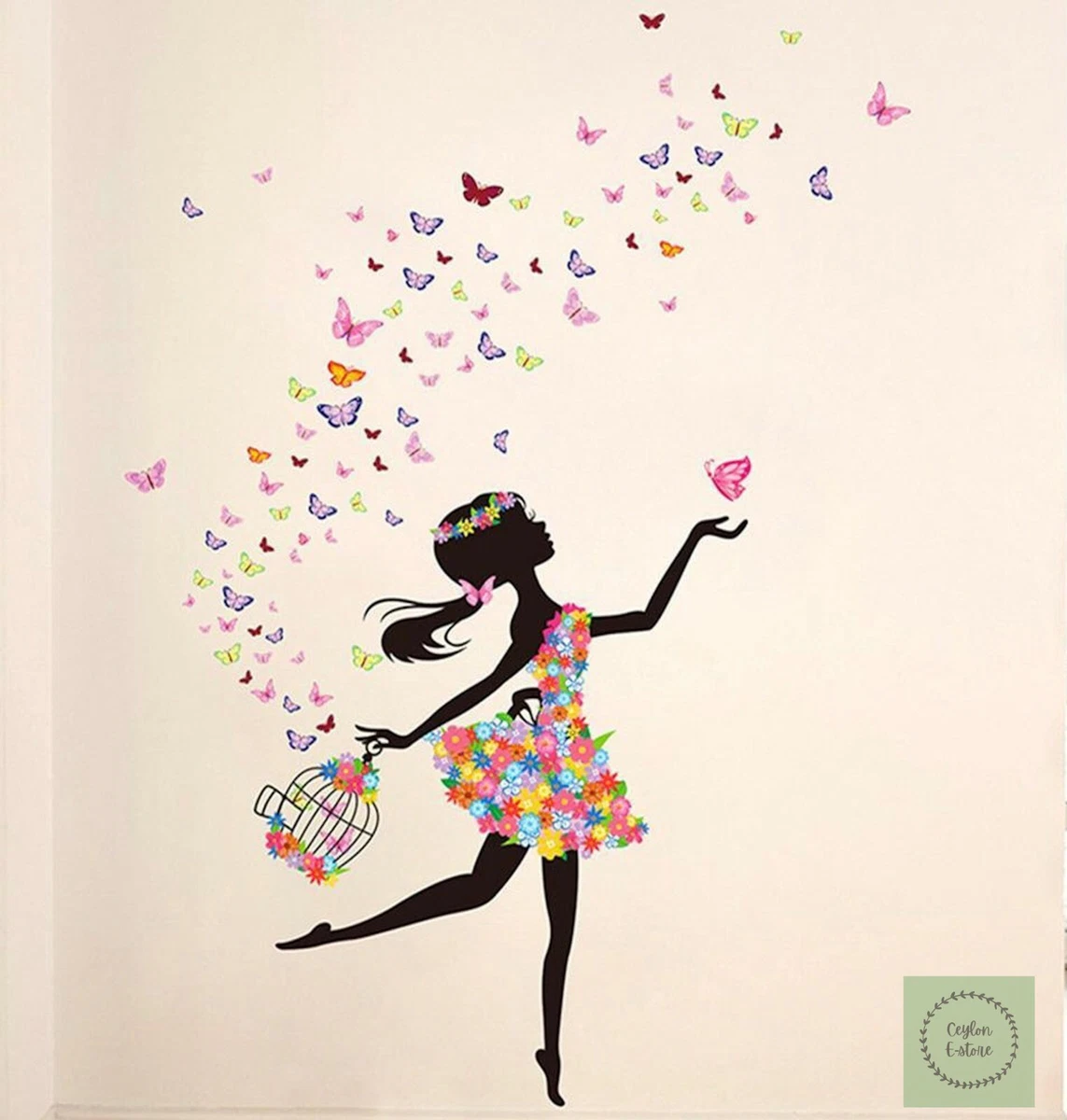 Wall Stickers for girls Room Kids Fairy Girl Butterfly Room