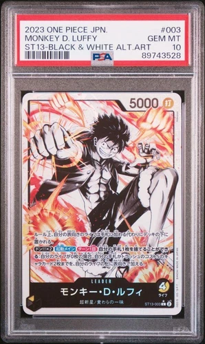 PSA 10 Monkey D Luffy ST13-003 One Piece Card Black White Alt Art 2023 Japanese