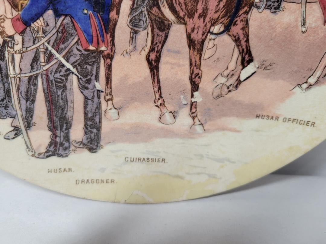 Mettlach #1044/737 Print Under Glaze Military Plate Depicting Different Branches