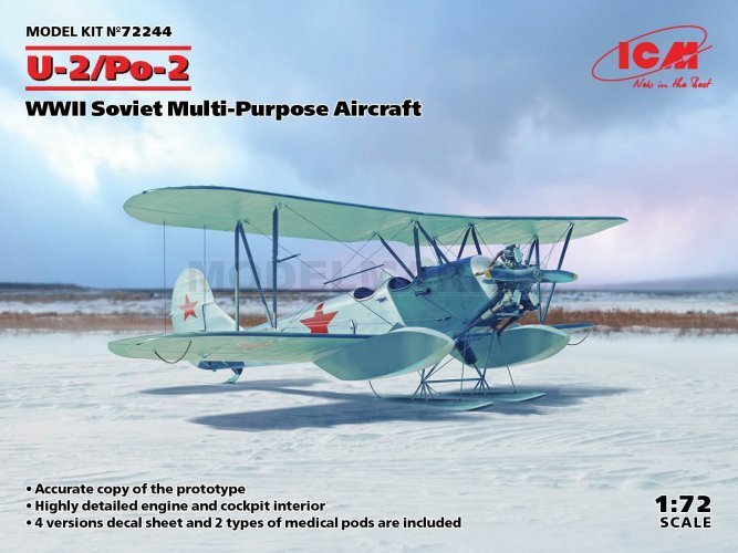 ICM 72244 1/72 U-2/Po-2, WWII Soviet Multi-Purpose Aircraft