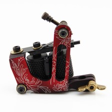Aluminium Alloy Frame 10 Wrap Copper Coils Tattoo Machine Gun Liner Shader Red