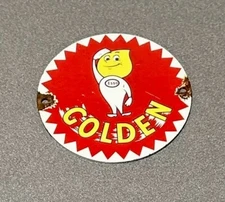 VINTAGE ESSO GOLDEN BOY PORCELAIN SIGN CAR GAS AUTO OIL
