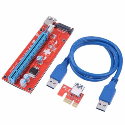PCI-E PCE164P-MO3 VER007S. 1X to 16X Riser Card Extender Converter + SATA